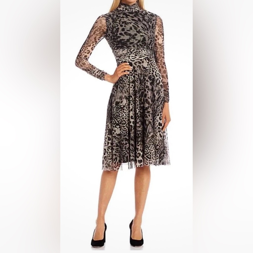 Eliza J Animal Print Long Sleeve Dress 6